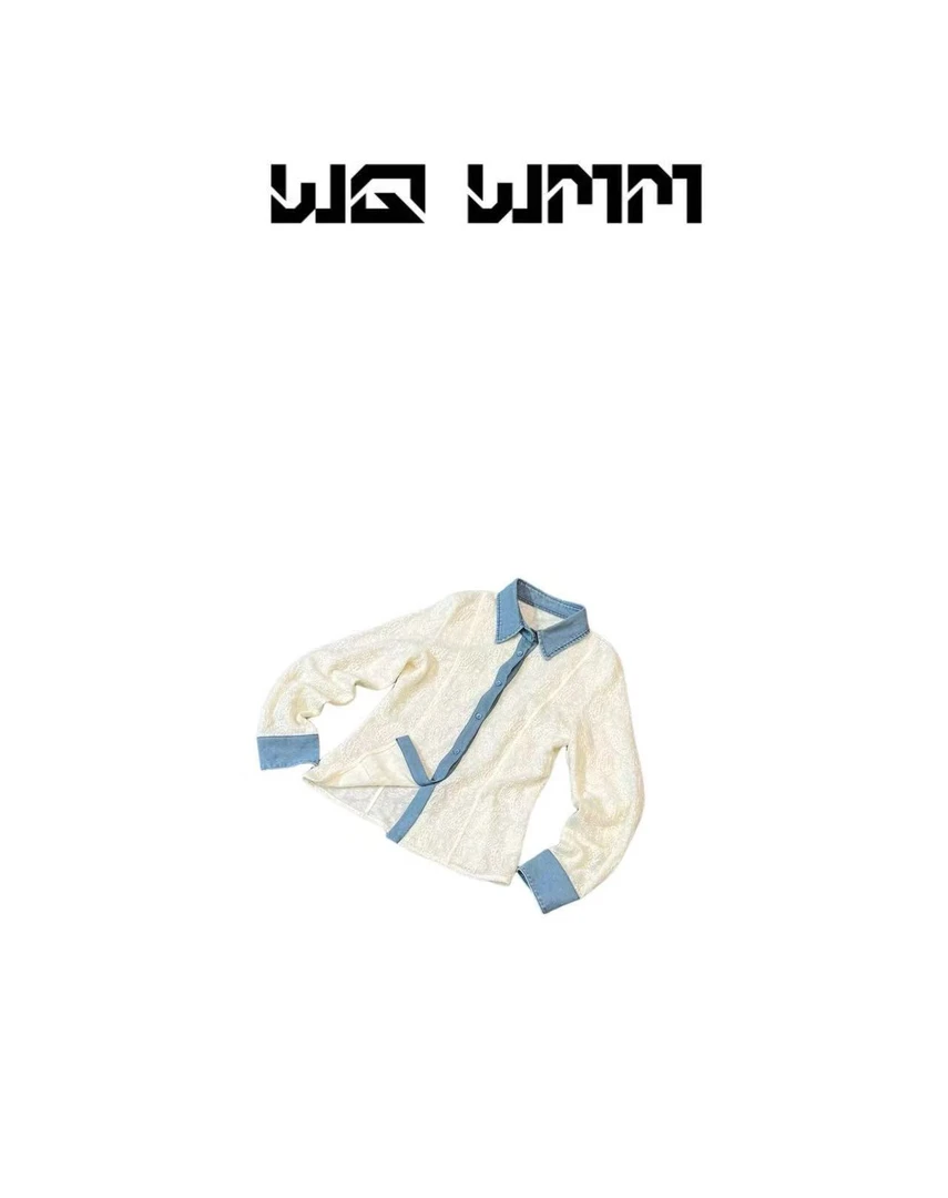 【WQWMM】小众设计时髦精新年款气质提花拼接显瘦衬衣上衣25A12056