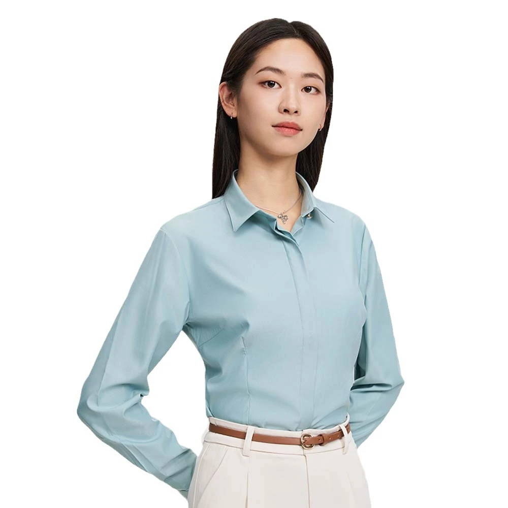 竹纤维衬衫女夏季斜纹长短袖免烫凉爽垂感休闲通勤职业正装薄