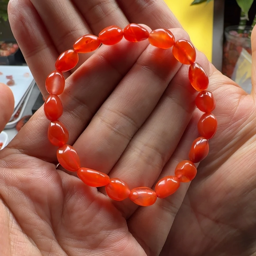 南红玛瑙未镶嵌河湾随型手串