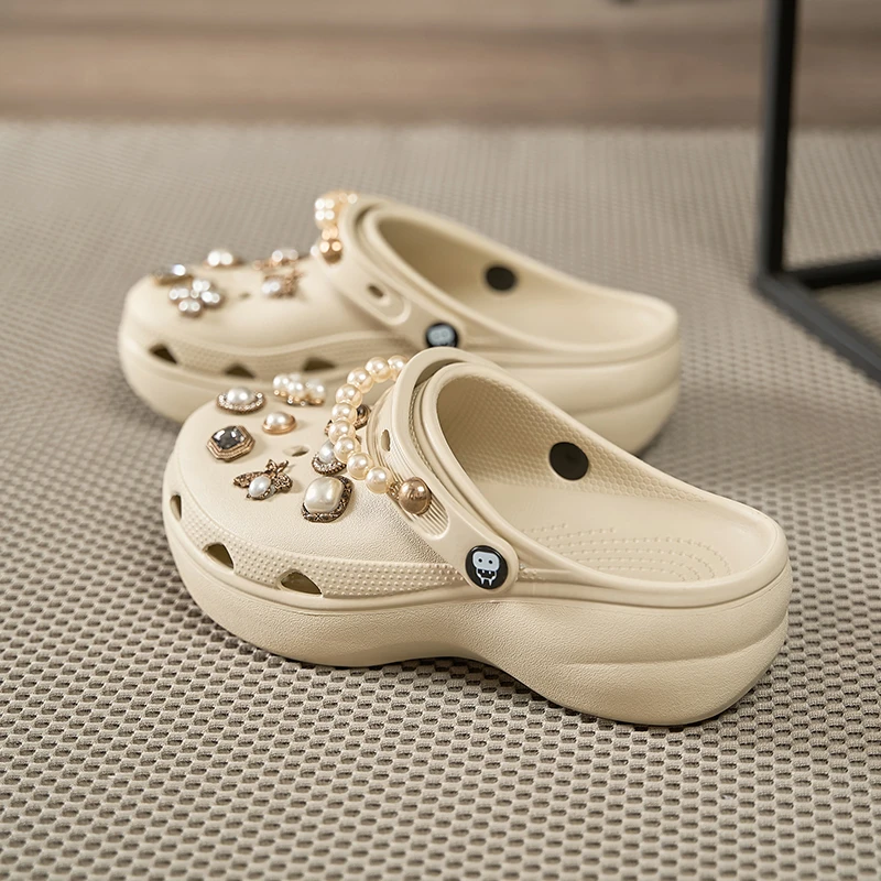 云朵洞洞鞋女款2025新款爆款夏季外穿厚底百搭透气防滑增高拖鞋