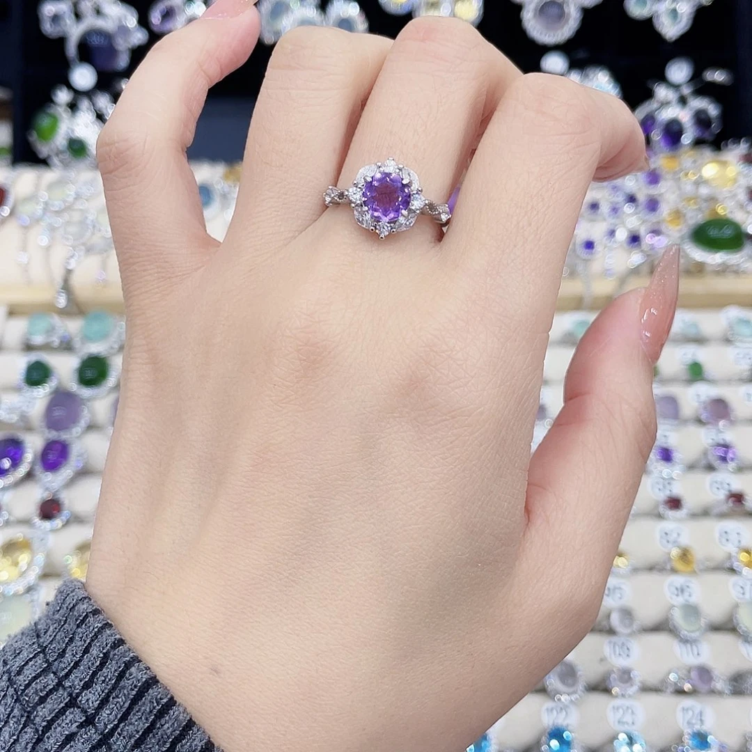 银S925镶嵌戒指紫晶