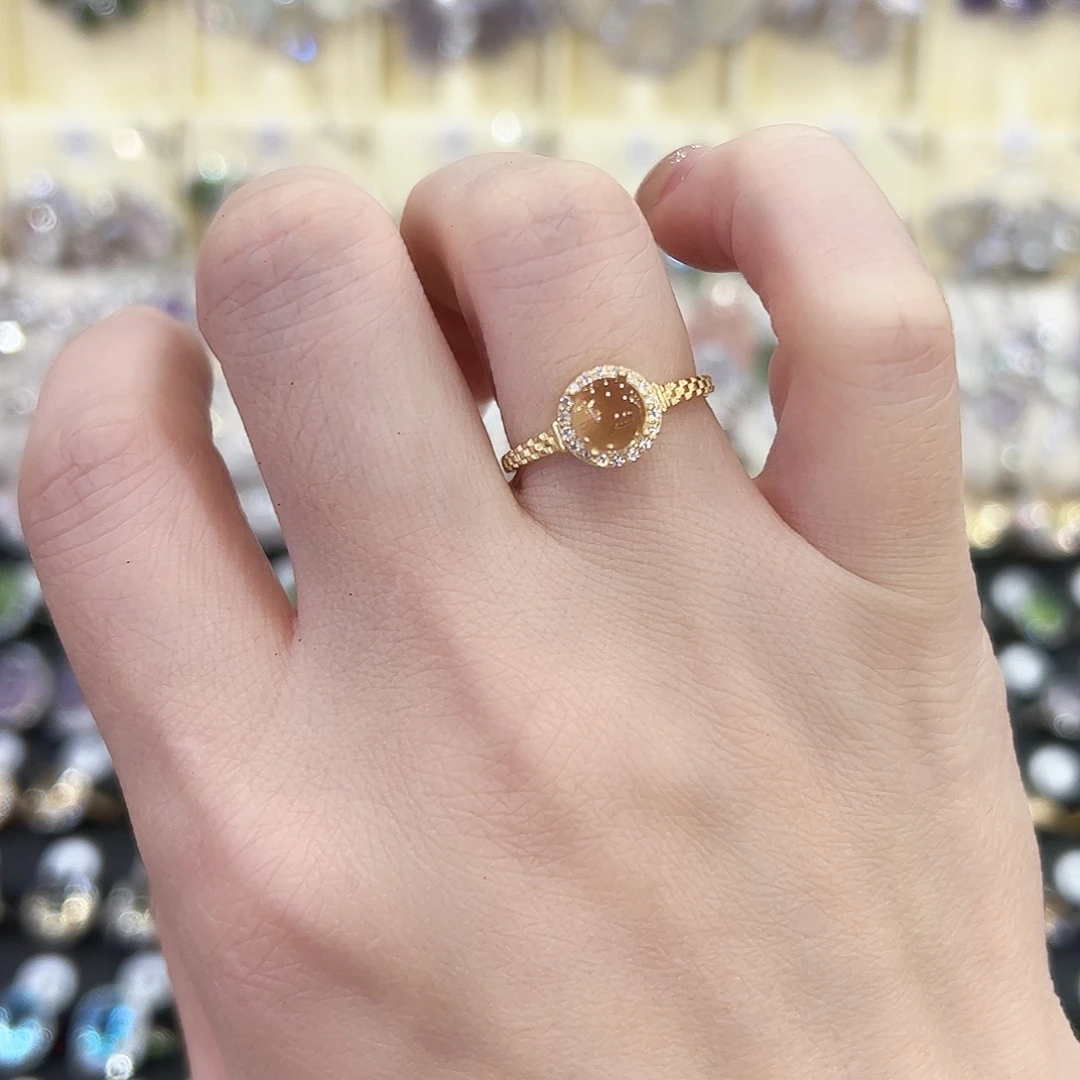 戒指黄晶银S925镶嵌