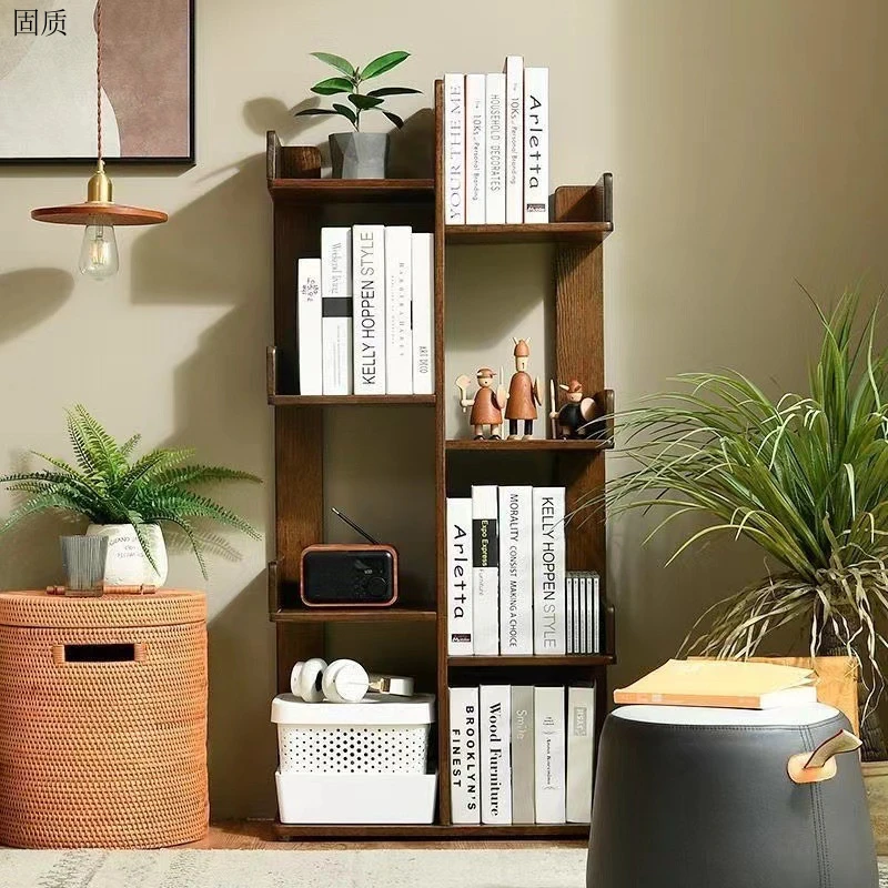 创意家用书架实木简约卧室客厅落地置物架树形小书柜