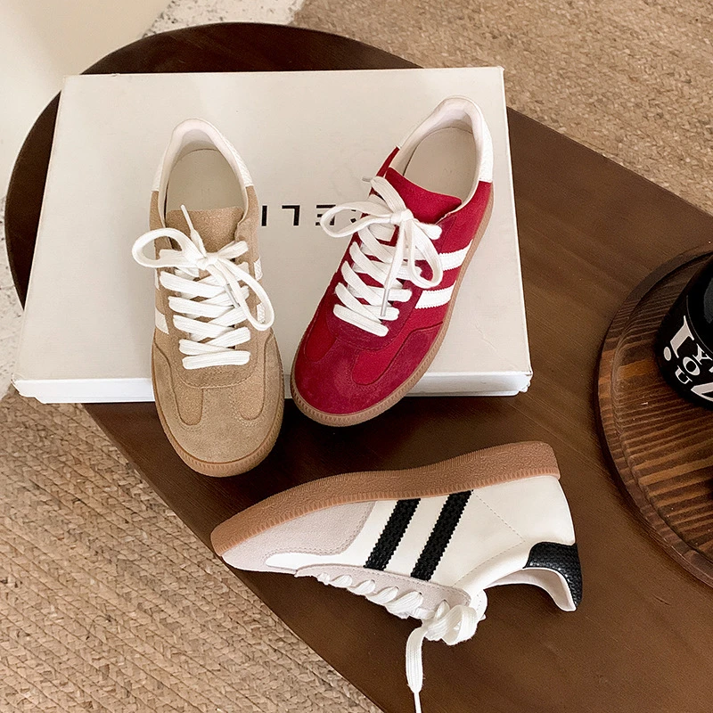 2025春秋新款内增高德训鞋女真皮厚底小白鞋休闲阿甘运动板鞋女