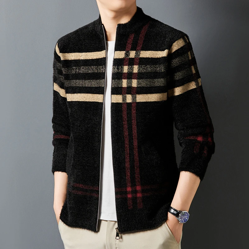 秋季休闲秋冬季加厚男士秋季修身针织衫秋冬保暖毛衣针织时尚百搭