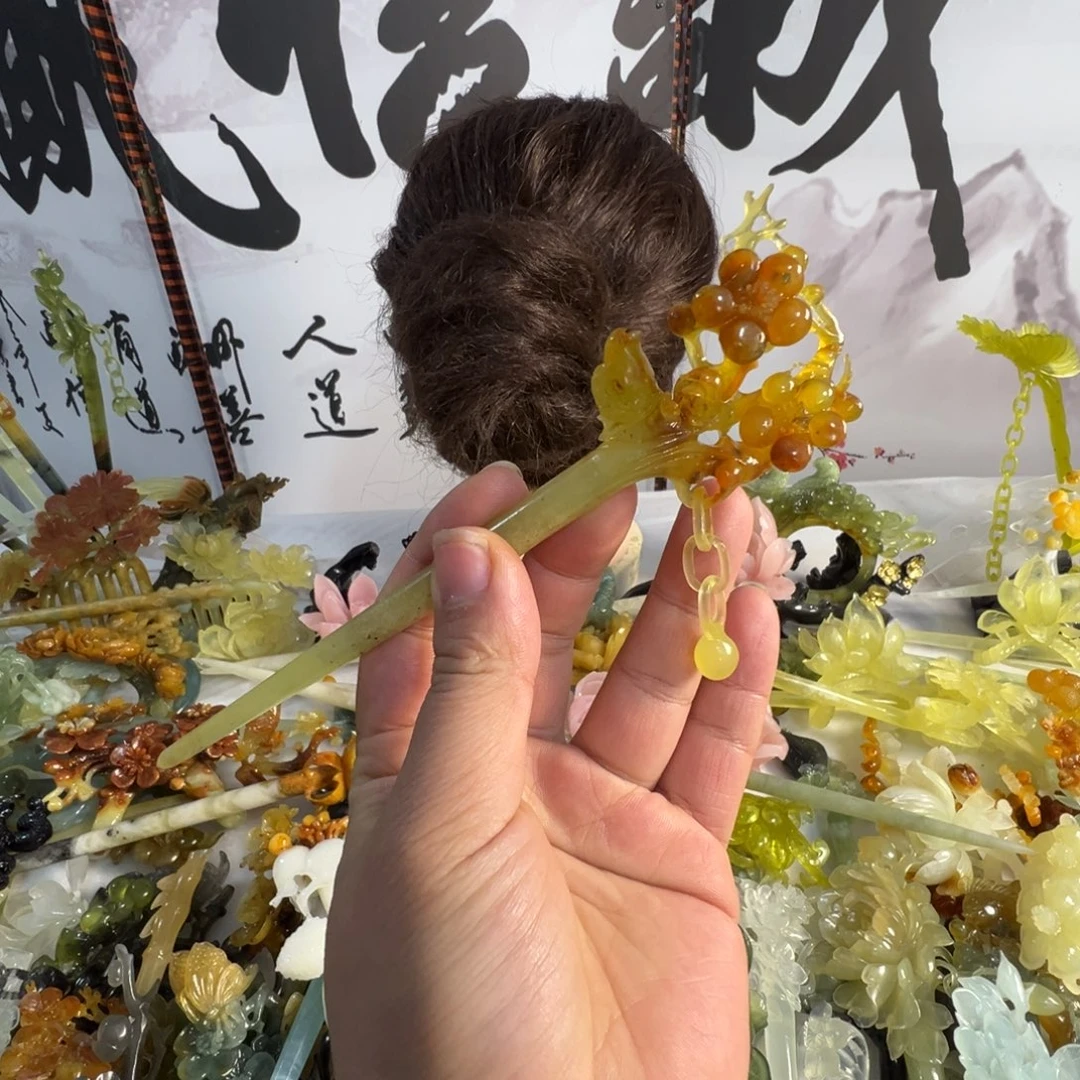 定制蛇纹石玉毛货发饰