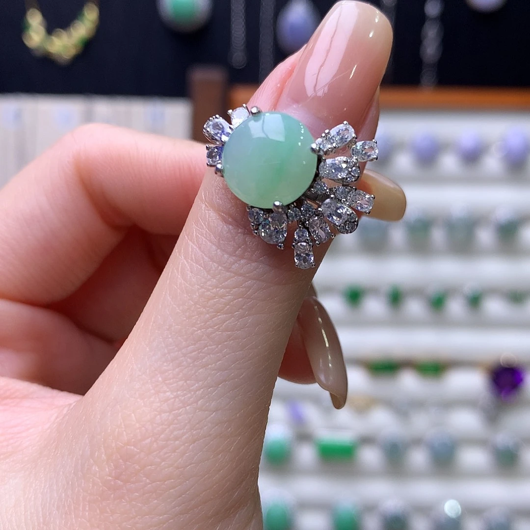 翡翠银S925镶嵌戒指75