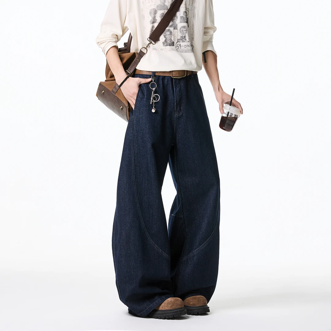 上新款宽松2025春季新款丹宁弯刀夏季阔腿网红款网红款牛仔裤裤子