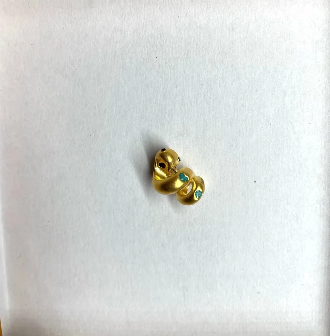 A(137）足金时尚百搭烧蓝卷卷蛇