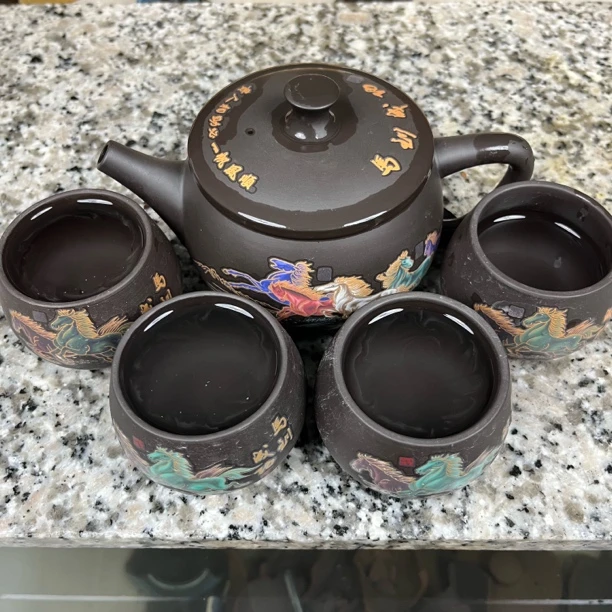 420毫升汉瓦八骏图一壶四龙蛋杯变色凤鸣五件套