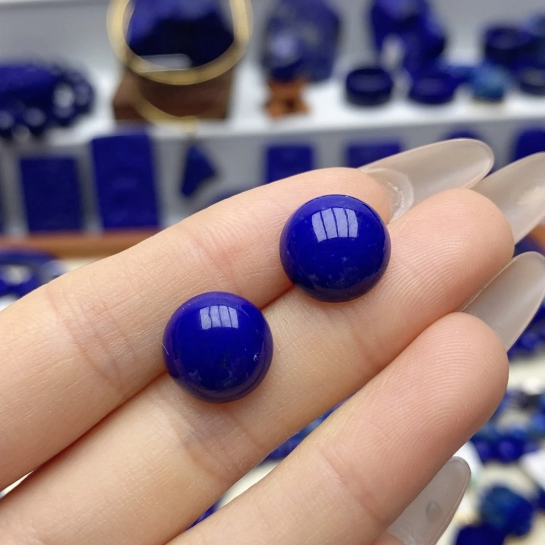 青金石未镶嵌耳饰12mm