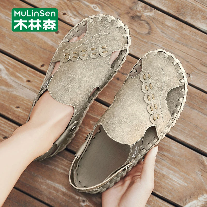 木林森包头拖男2025新款夏季外穿沙滩鞋男款两用软底防滑男士凉鞋