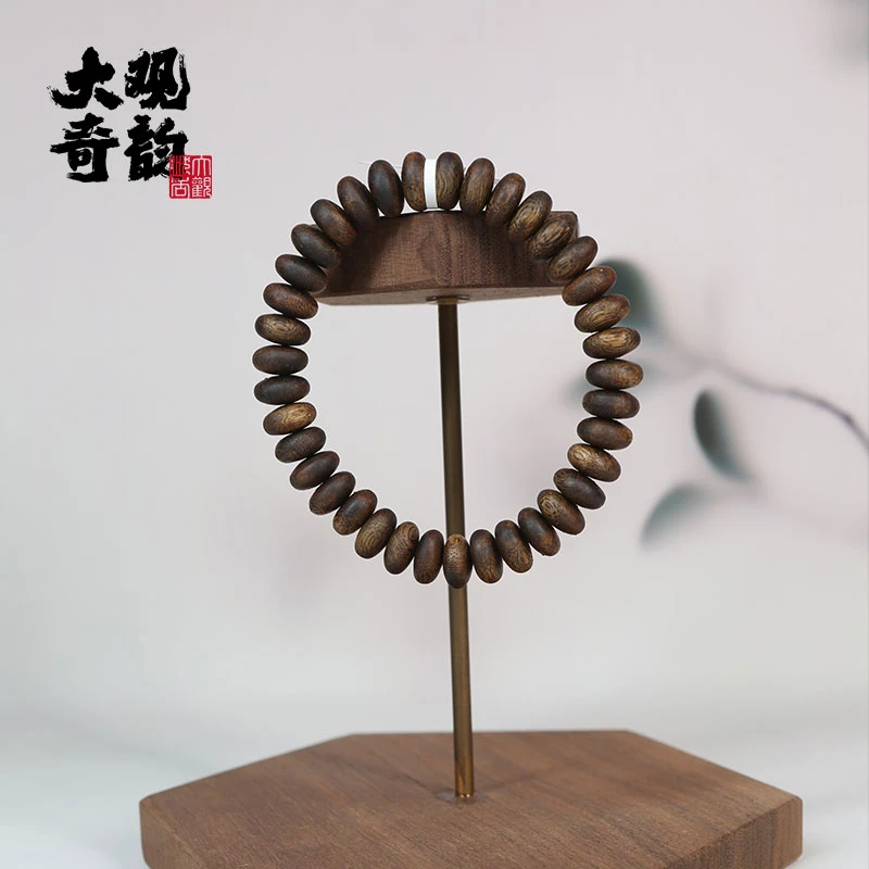 沉香【一半烟火】G级奇楠单圈算盘珠手串海南产区大观多样性发其一
