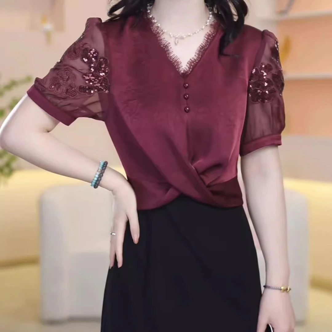 高级冰丝缎气质阔太太优雅礼服裙夏新款喜婆婆时尚减龄连衣裙