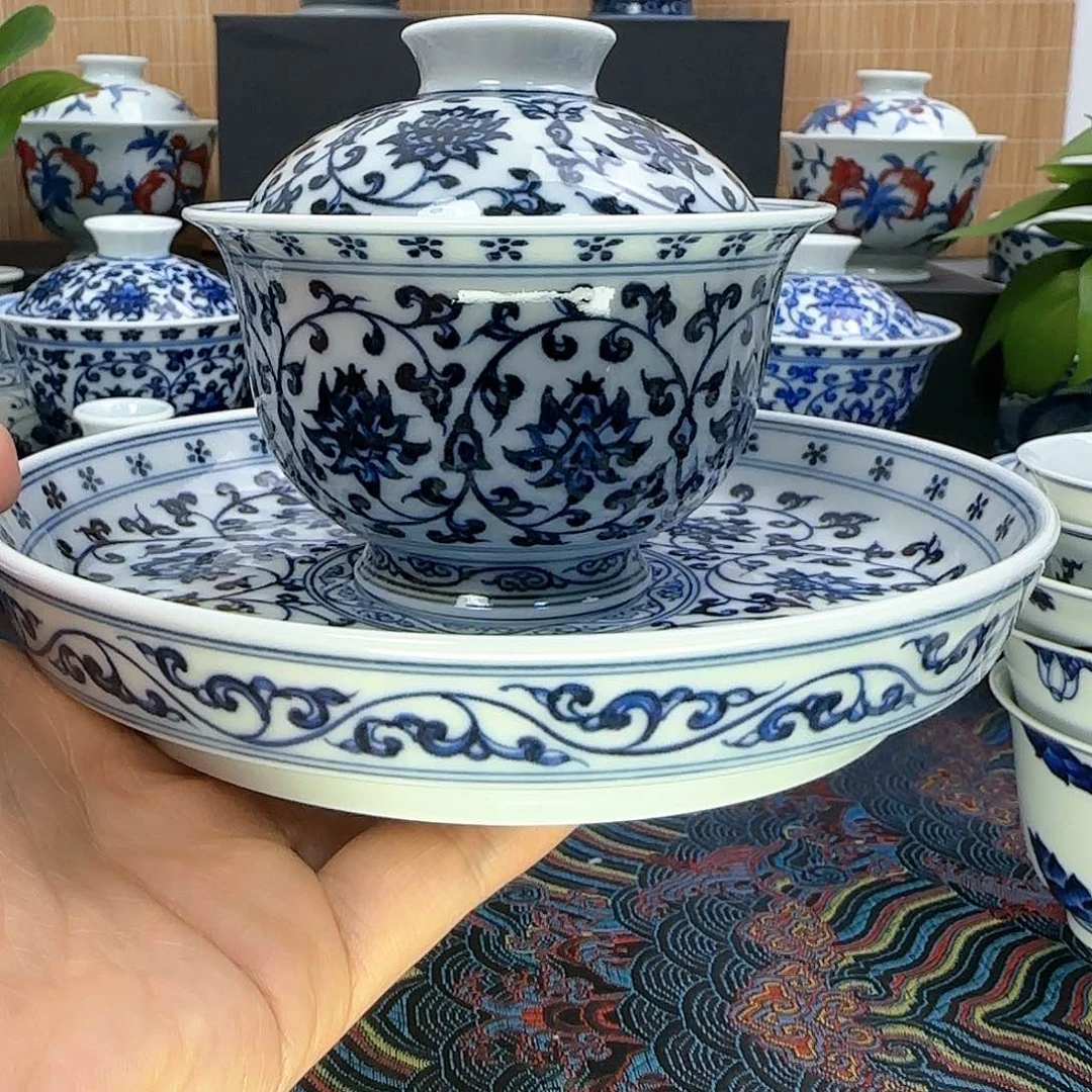 N****g微瑕两件全手绘景德镇陶瓷艺术茶具