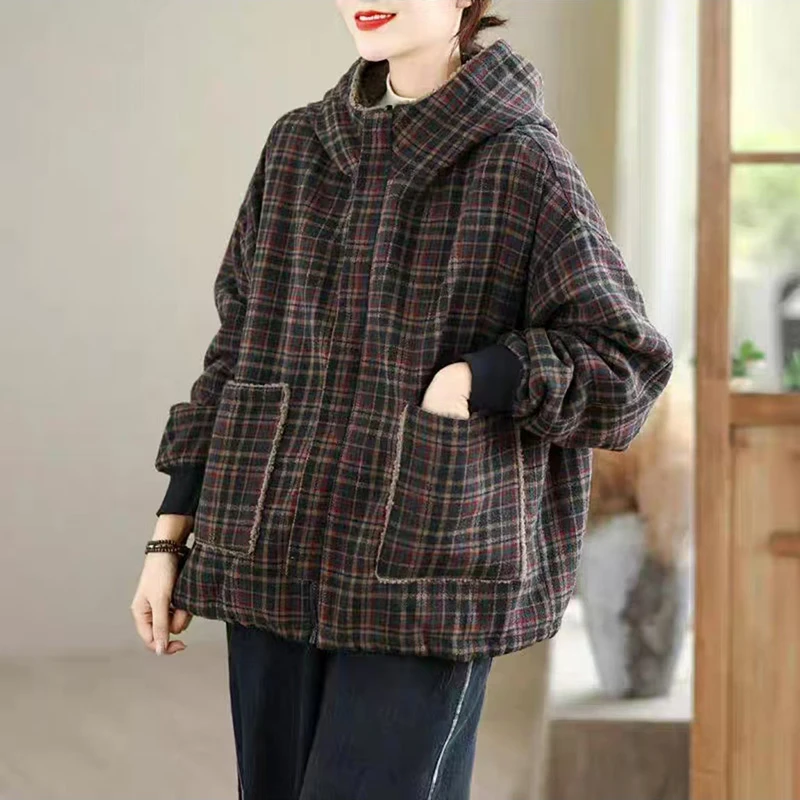 【双面双穿】美拉德复古格子两面穿连帽外套宽松休闲百搭ZB170