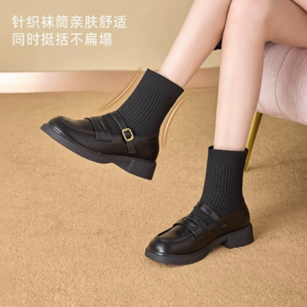 袜靴1102平底加绒袜靴女靴23D