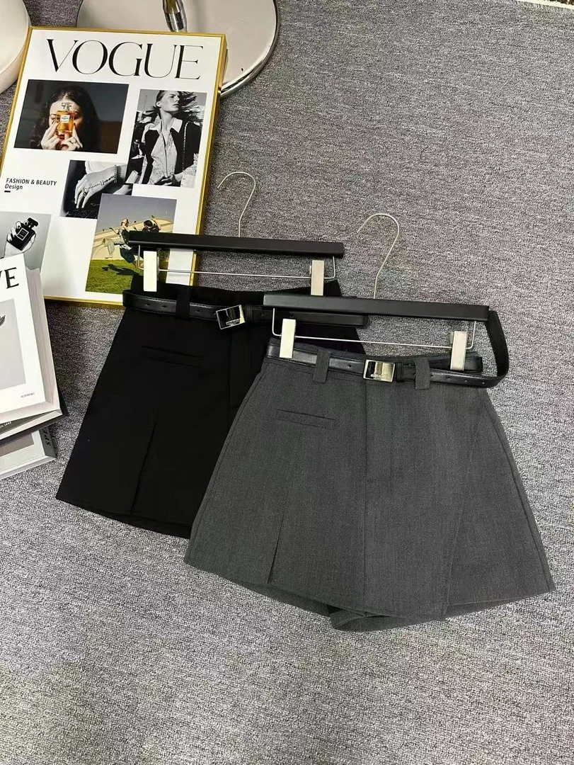 【晨晨家】不规则西装短裤裙女夏季设计感a字高腰宽松显瘦半身裙裤