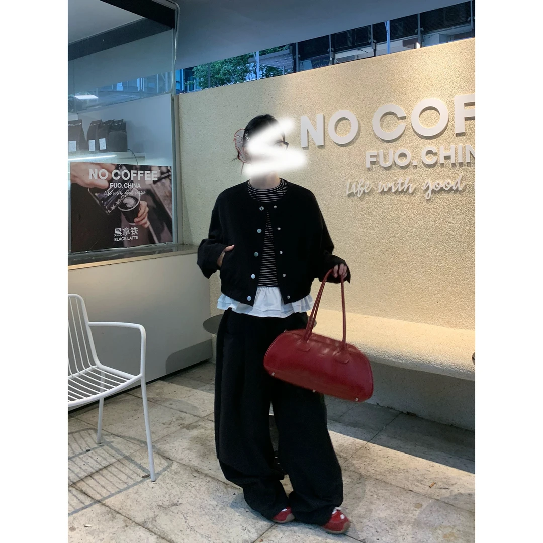 黑色短款西装外套女秋季新款韩系宽松高级感休闲上衣夹克潮百搭女