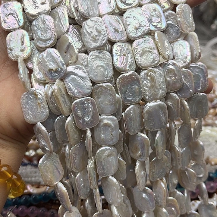 玛瑙/玉髓未镶嵌珠宝半成品一条13/17mm左右长方片巴洛克珍珠