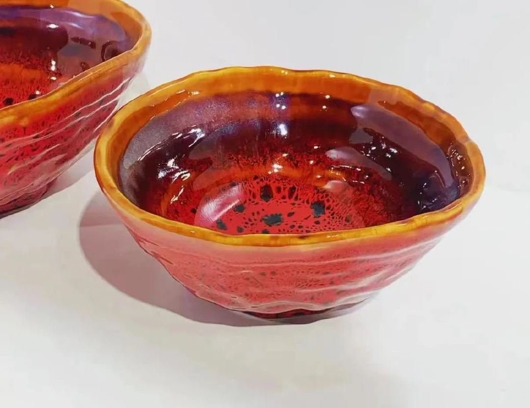 屋里进 wj 红色窑变釉 面碗 16cm