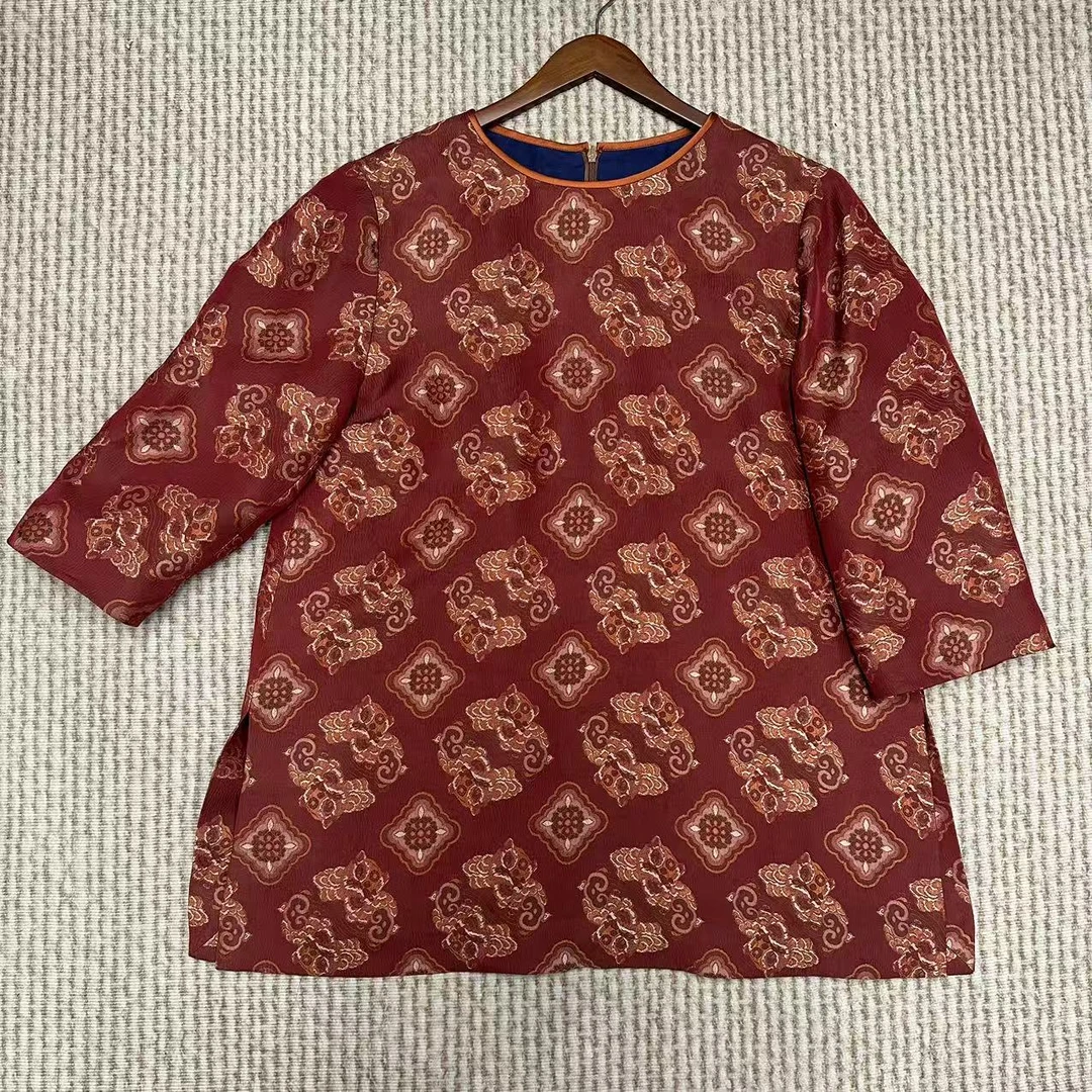 【黄心儿专属】鸿运双喜·真丝香云纱织锦缎醒狮衬衫