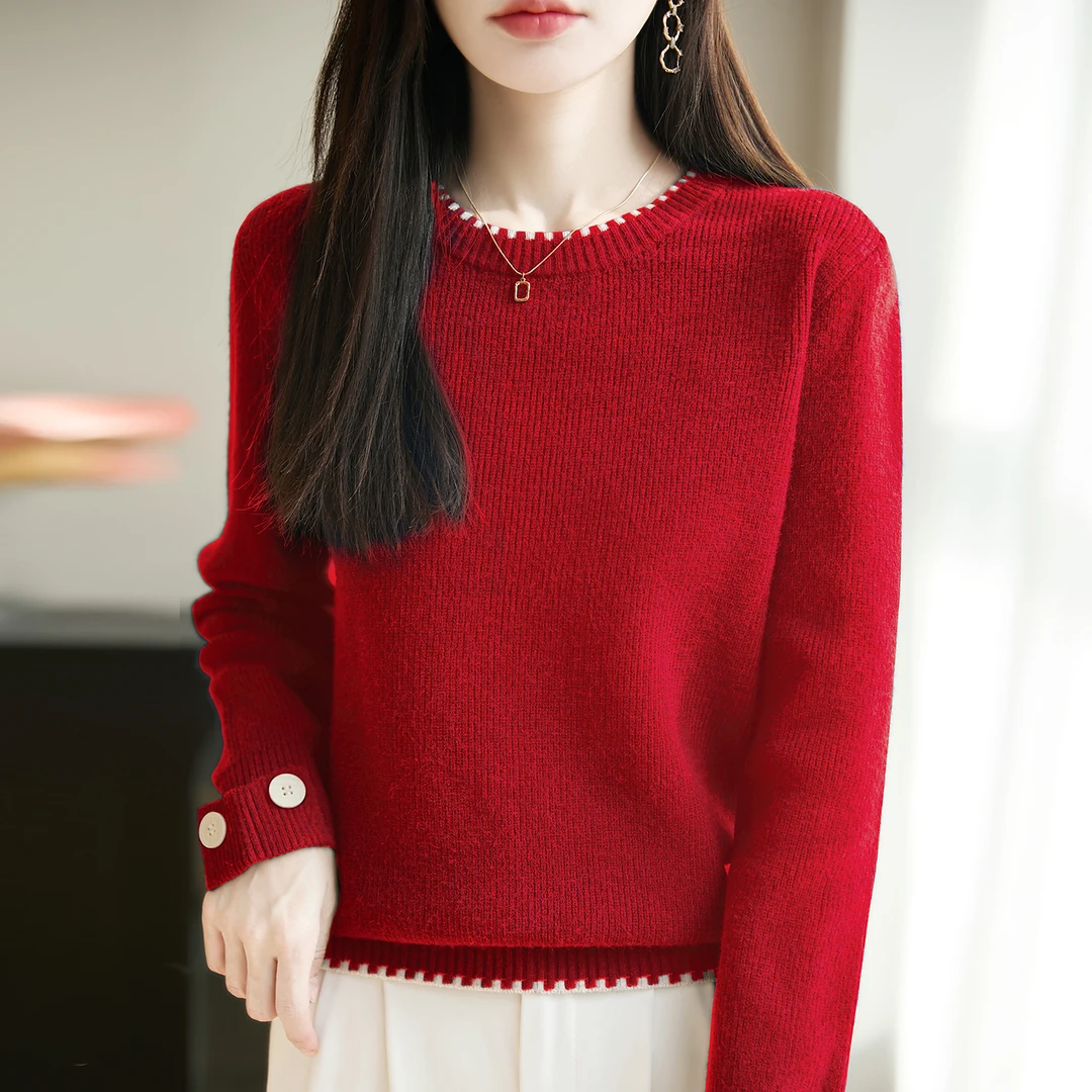 胖mm秋冬大码红色本命年马年女士毛衣高级感遮肚子内搭针织打底衫