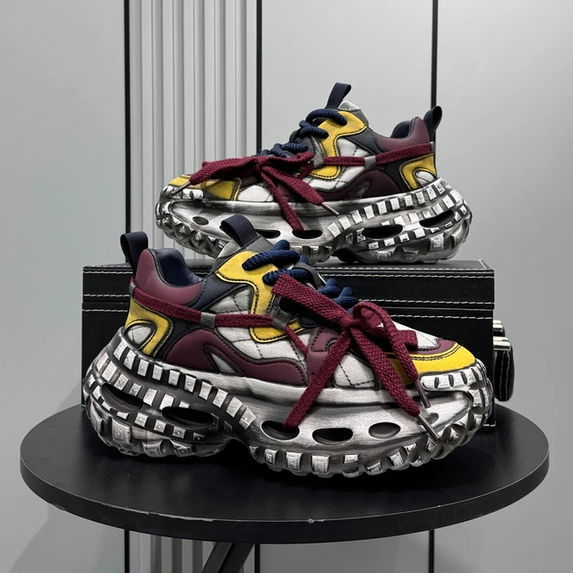 小众潮牌老爹鞋男2025新款巴黎超火轮胎厚底内增高复古休闲运动鞋