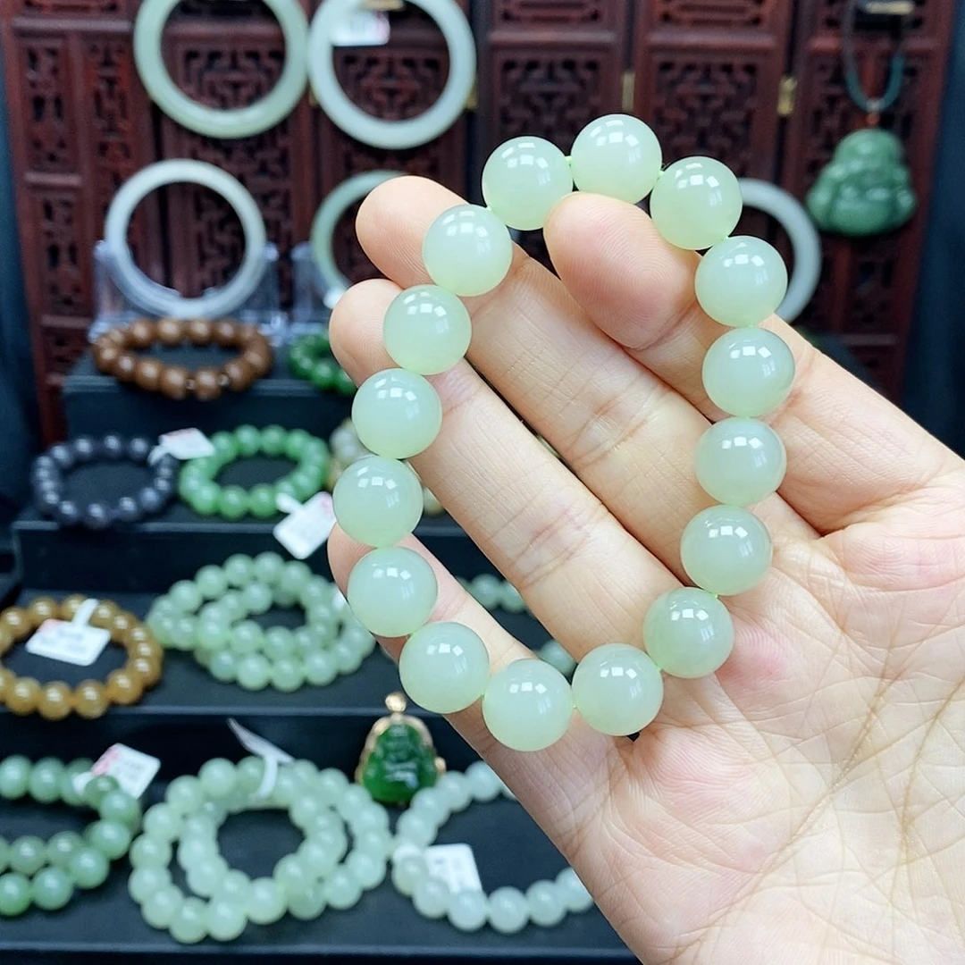 和田玉手串未镶嵌晴水12