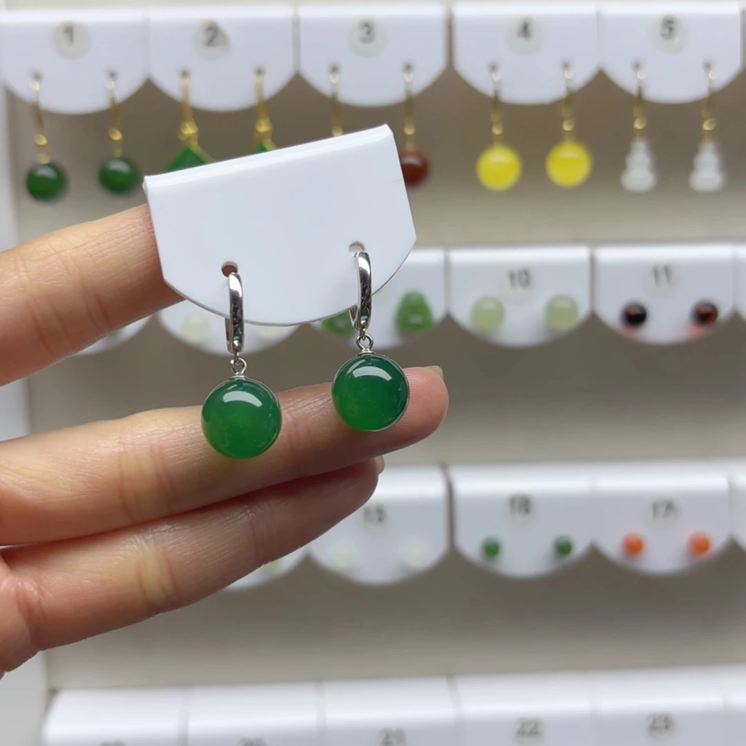 银S925镶嵌耳饰玛瑙/玉髓