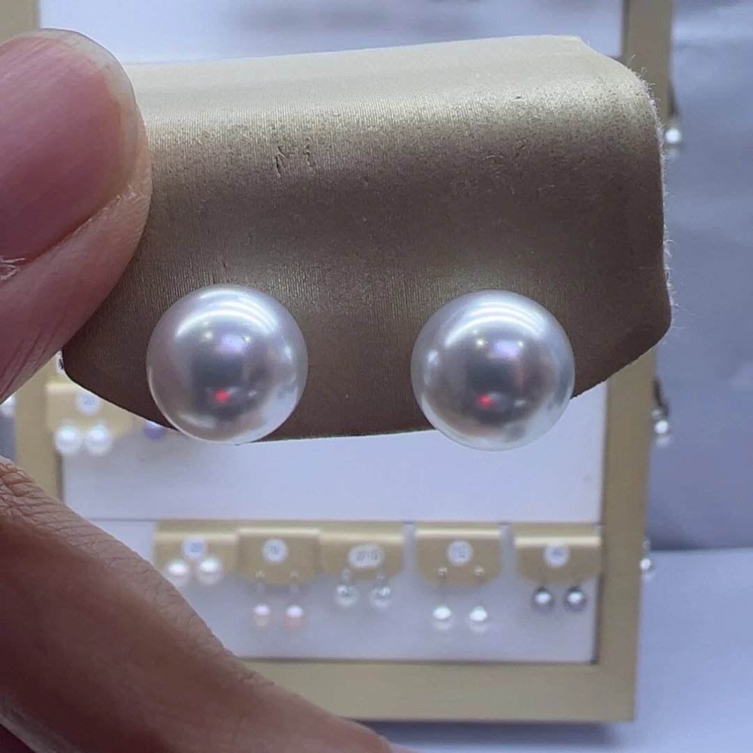 耳饰银S925镶嵌淡水珍珠