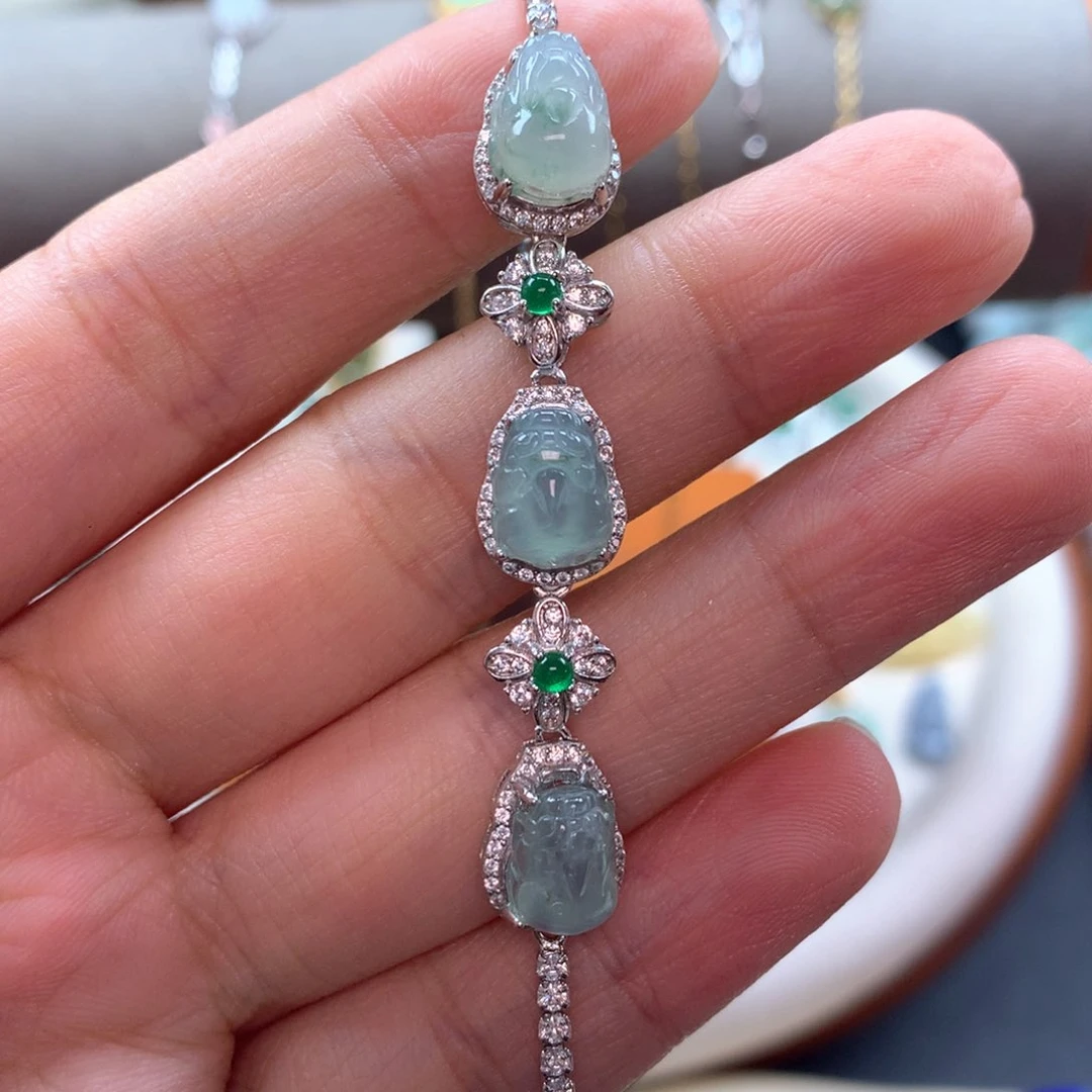 颈饰银S925镶嵌翡翠