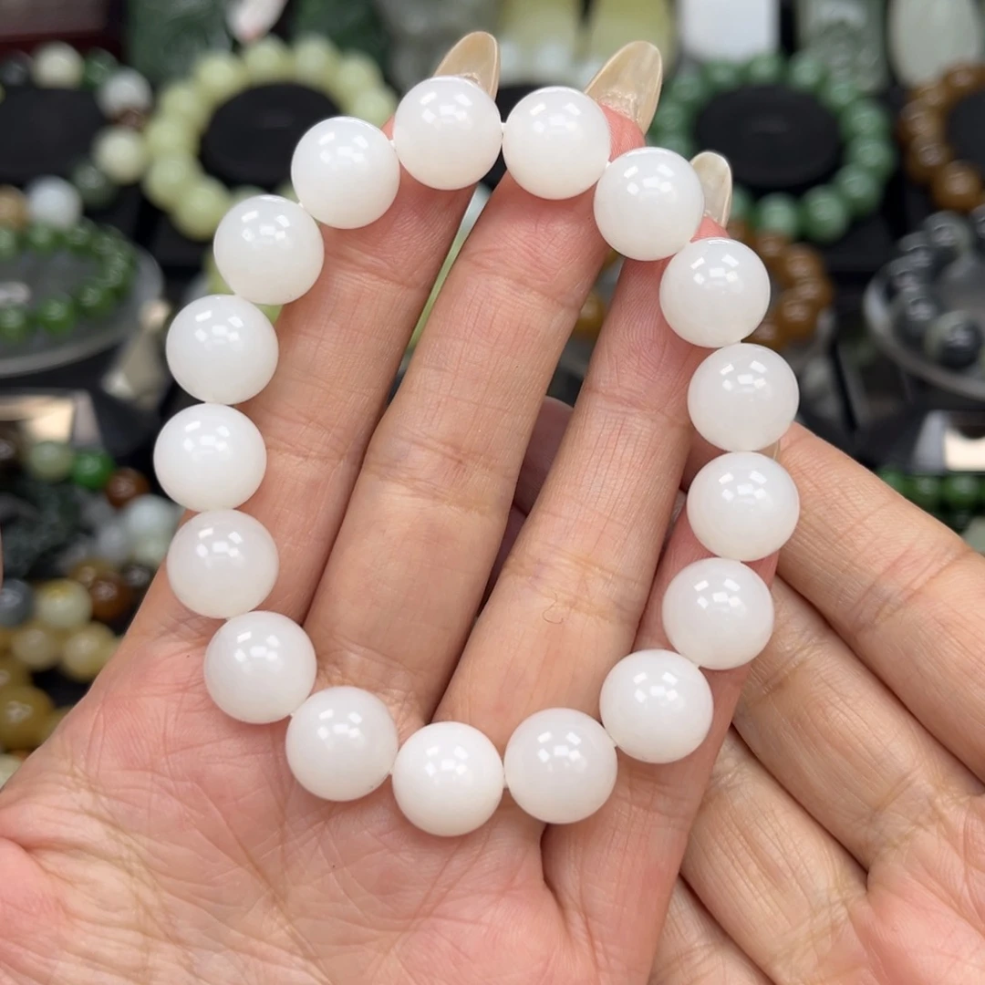 和田玉手串未镶嵌和田玉新疆白玉卡12
