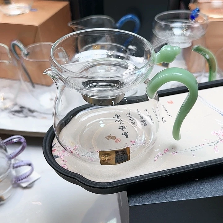 禾器浅玉色淡然公道杯加奉珠不锈钢