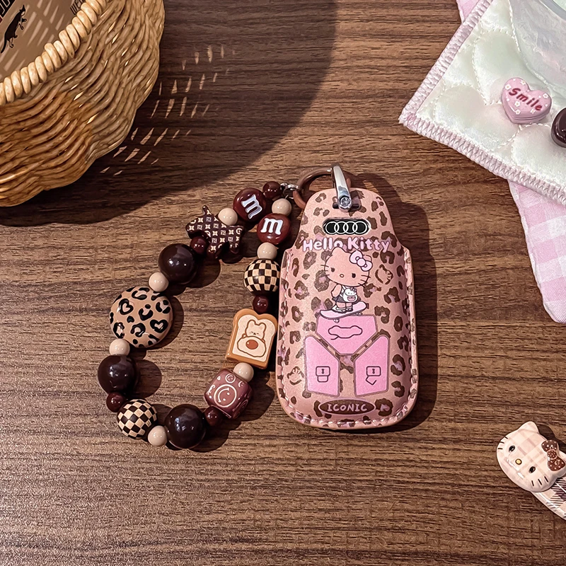 豹纹kt奥迪A4L钥匙套Q5L汽车A5专用A6L A3 Q3 Q2L Q7女A8 A7L扣壳