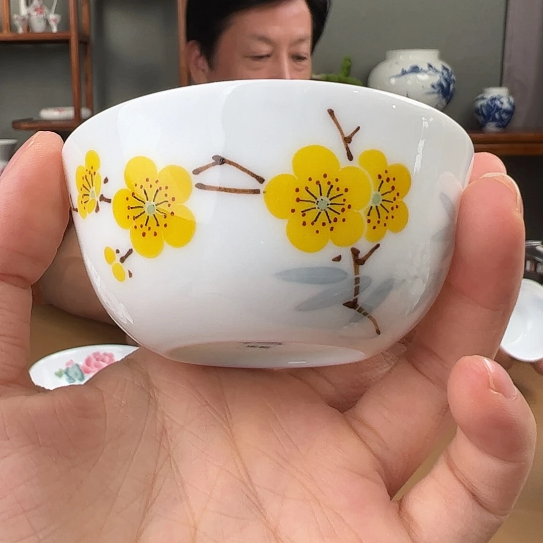 柴窑翠竹黄梅卧足杯