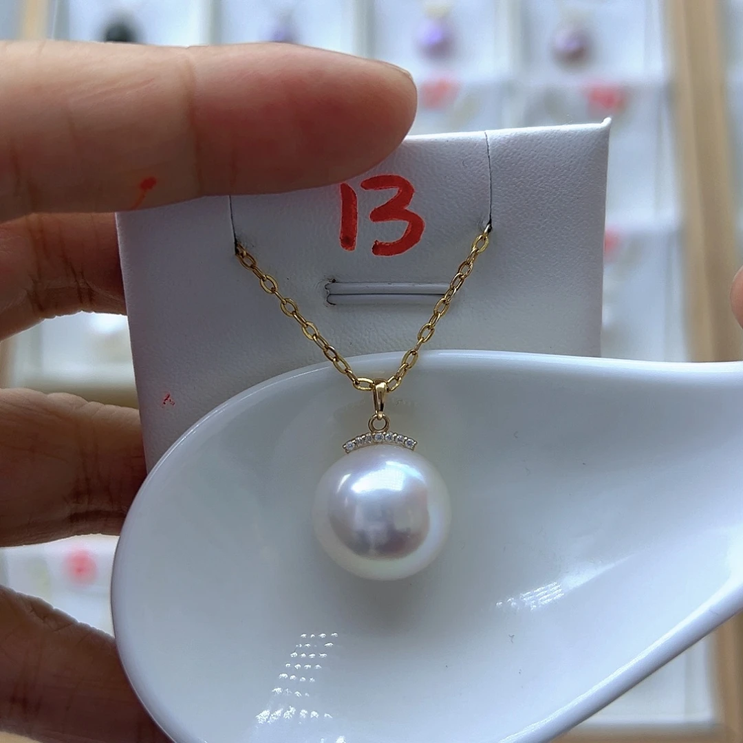 淡水珍珠吊坠(不含链)18K金镶嵌14.19