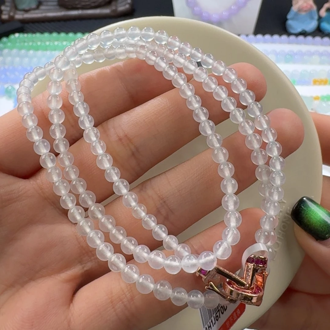 翡翠手链未镶嵌高冰玻白月光项链卡4.2-3.8 精品福利！