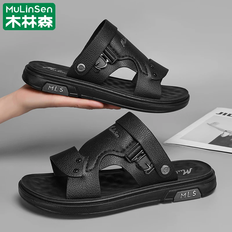 木林森沙滩鞋男2025新款夏季外穿凉鞋男款防滑软底运动休闲皮凉拖