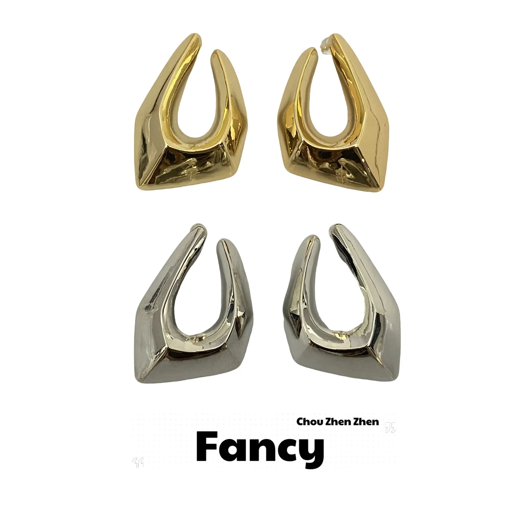 铜合金耳饰 【黎明】小众设计感冷淡风时尚耳环气质金色光面耳饰ins