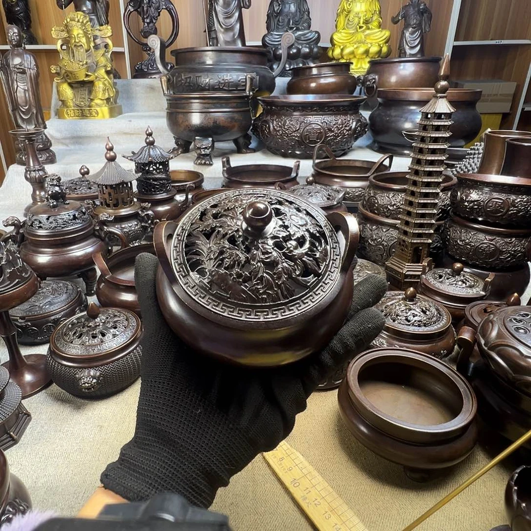 野***鹤薰香炉铜香炉铜工艺品