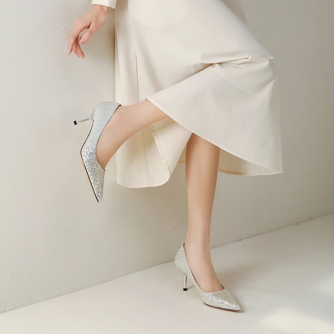 001-200细跟高跟鞋女百搭时尚女鞋水晶单鞋