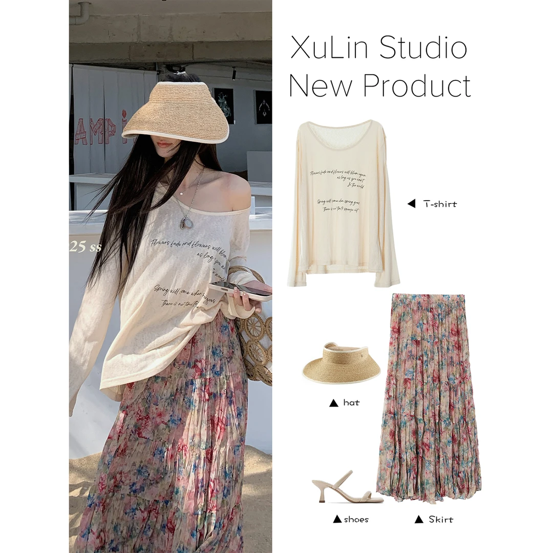 MINISTUDIO徐琳「慵懒拿捏」印花设计感薄款宽松外搭T x250116