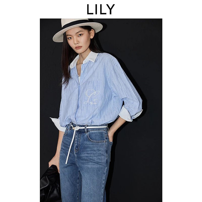 LILY2025春新款女装衬衫125139C4924