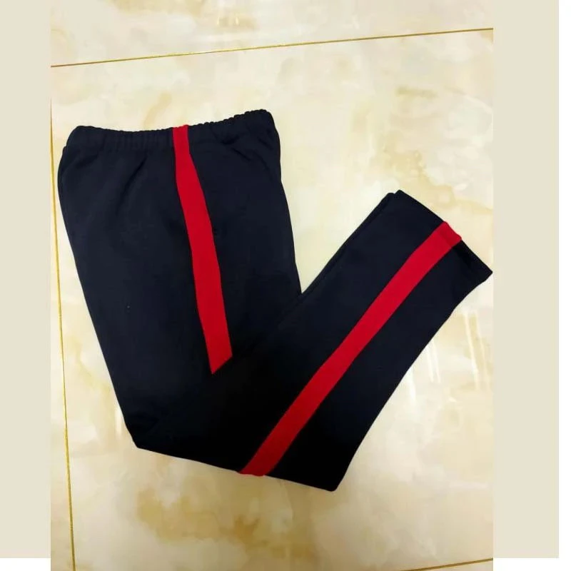 藏青色宽红条加绒加厚学生校服裤 尺码：160-190江浙沪