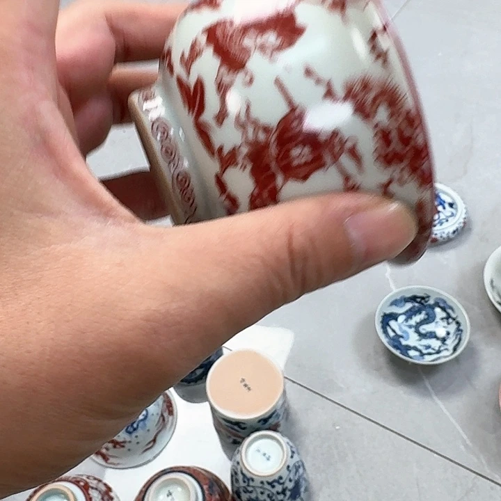 杯釉里红智圣出山大压手杯