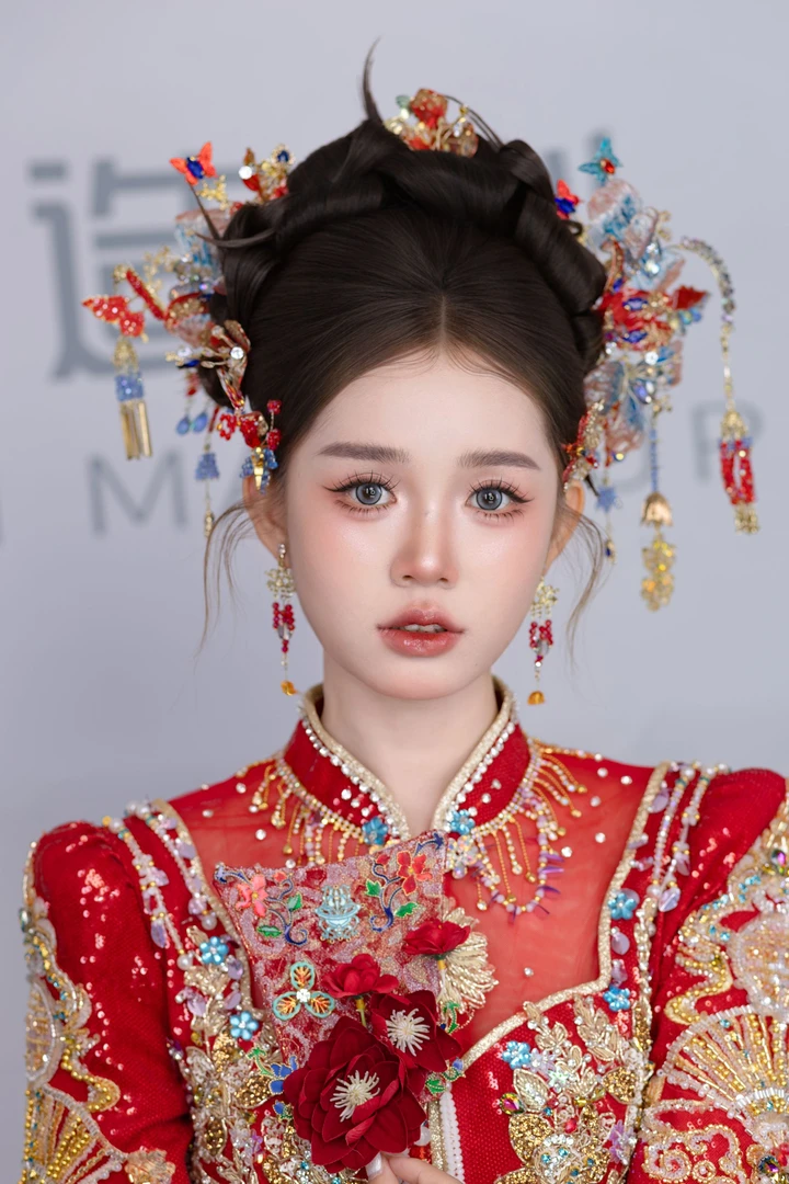 新中式新娘头饰撞色系减龄百搭结婚头饰044