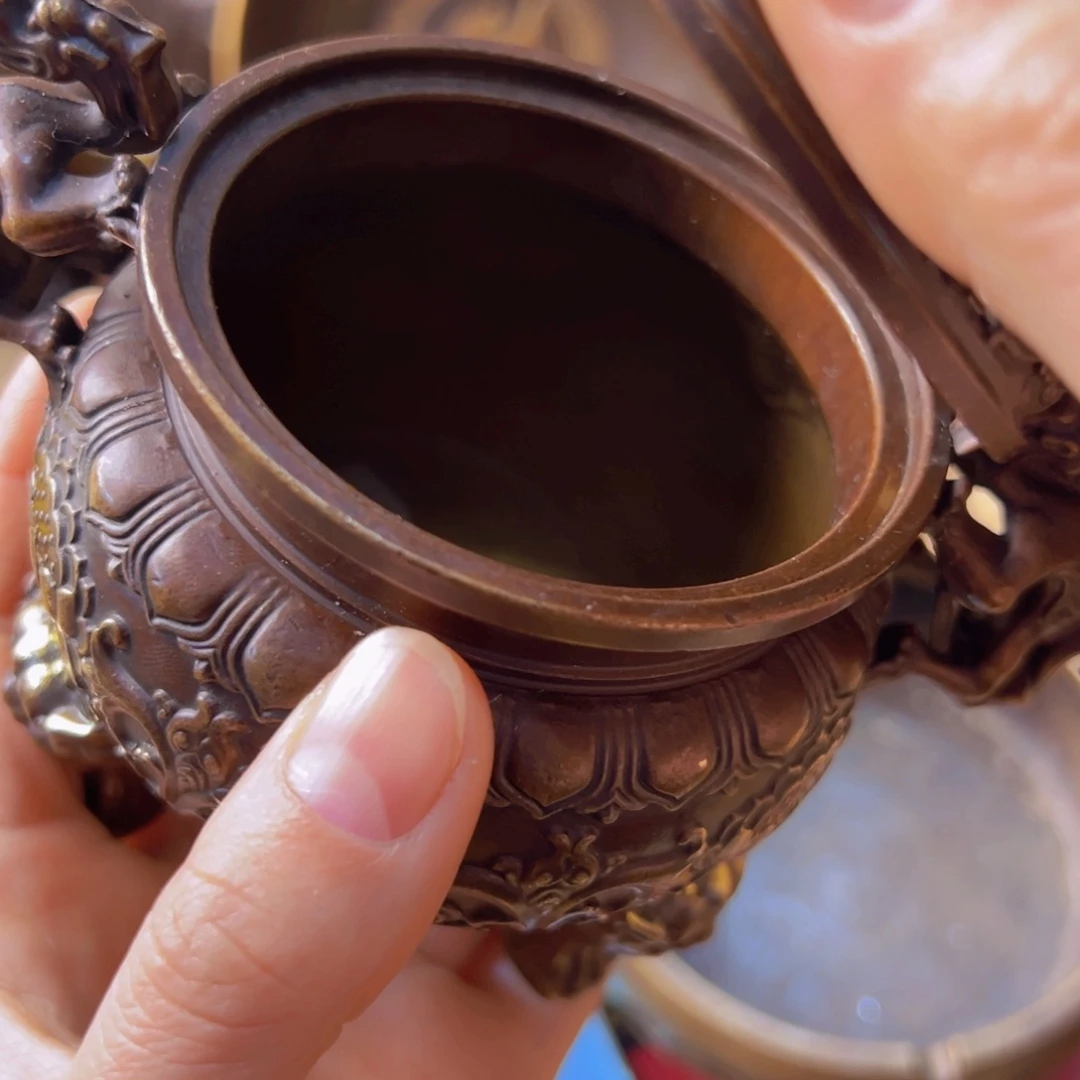 原矿风磨铜熏香炉