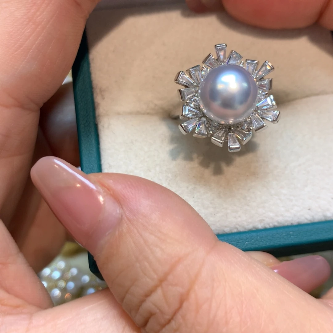 海水珍珠戒指银S925镶嵌
