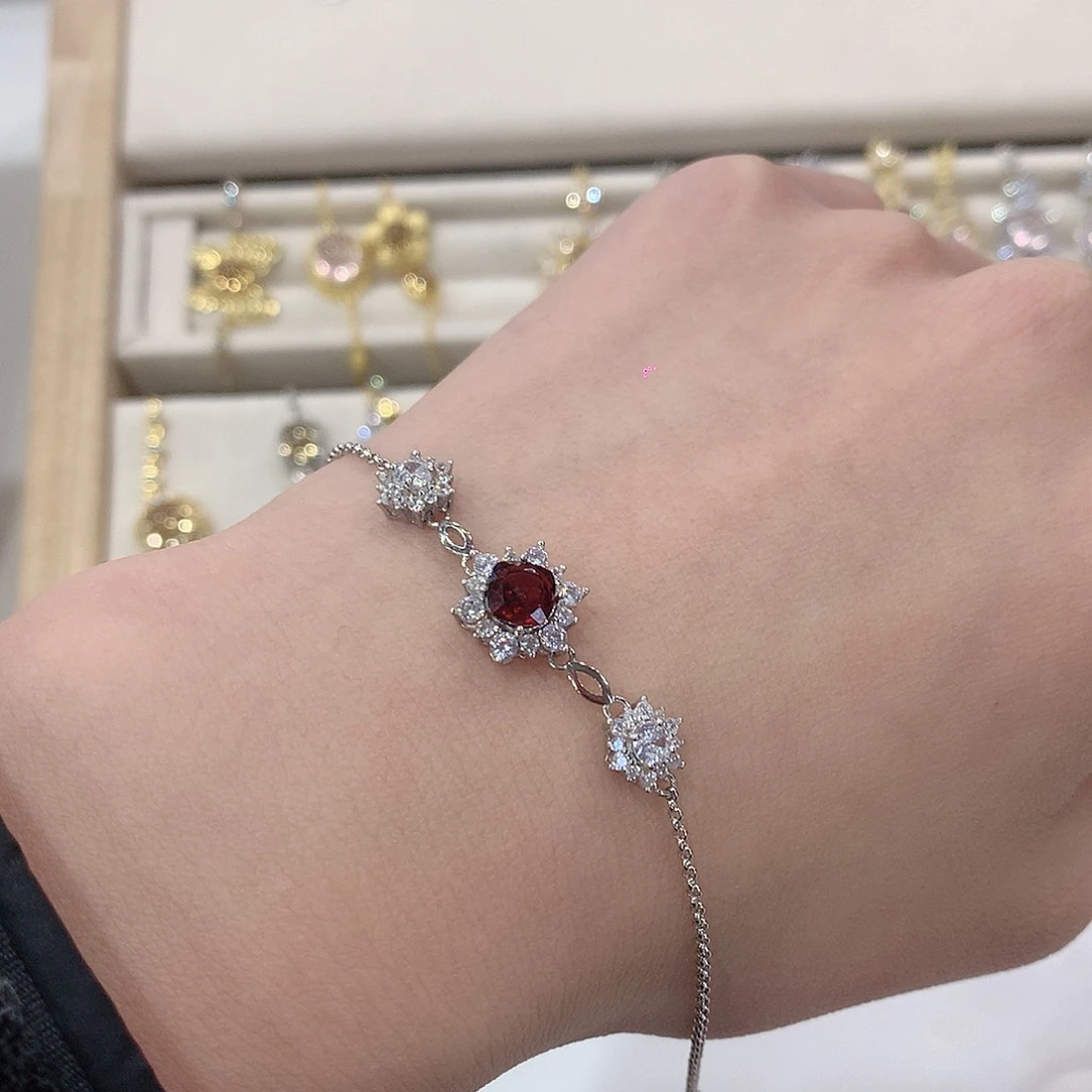石榴石手链银S925镶嵌B****e